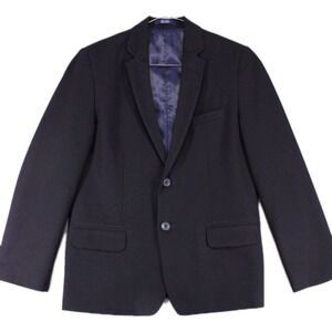 Izod Boys Black Suit Jacket Blazer Navy Blue Lining Sz 12